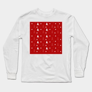 Red Christmas pattern elegant minimal tree Long Sleeve T-Shirt